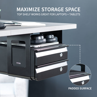 Secure Under Desk Pull-Out Locking Drawer with Keys