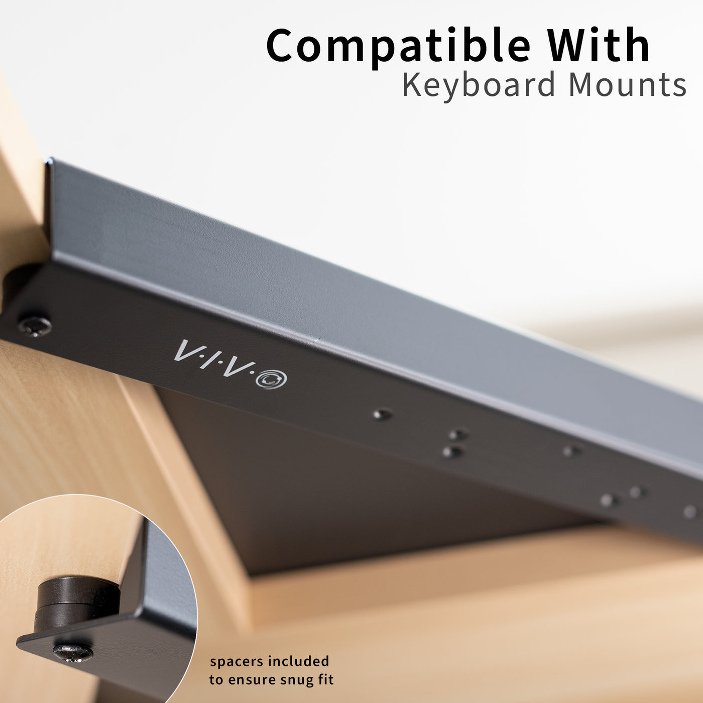 Sleek low-profile design of corner desk connector.