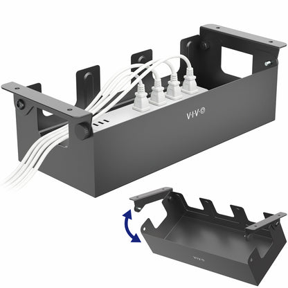 Flip Open Under Desk Cable Management Box on a white background