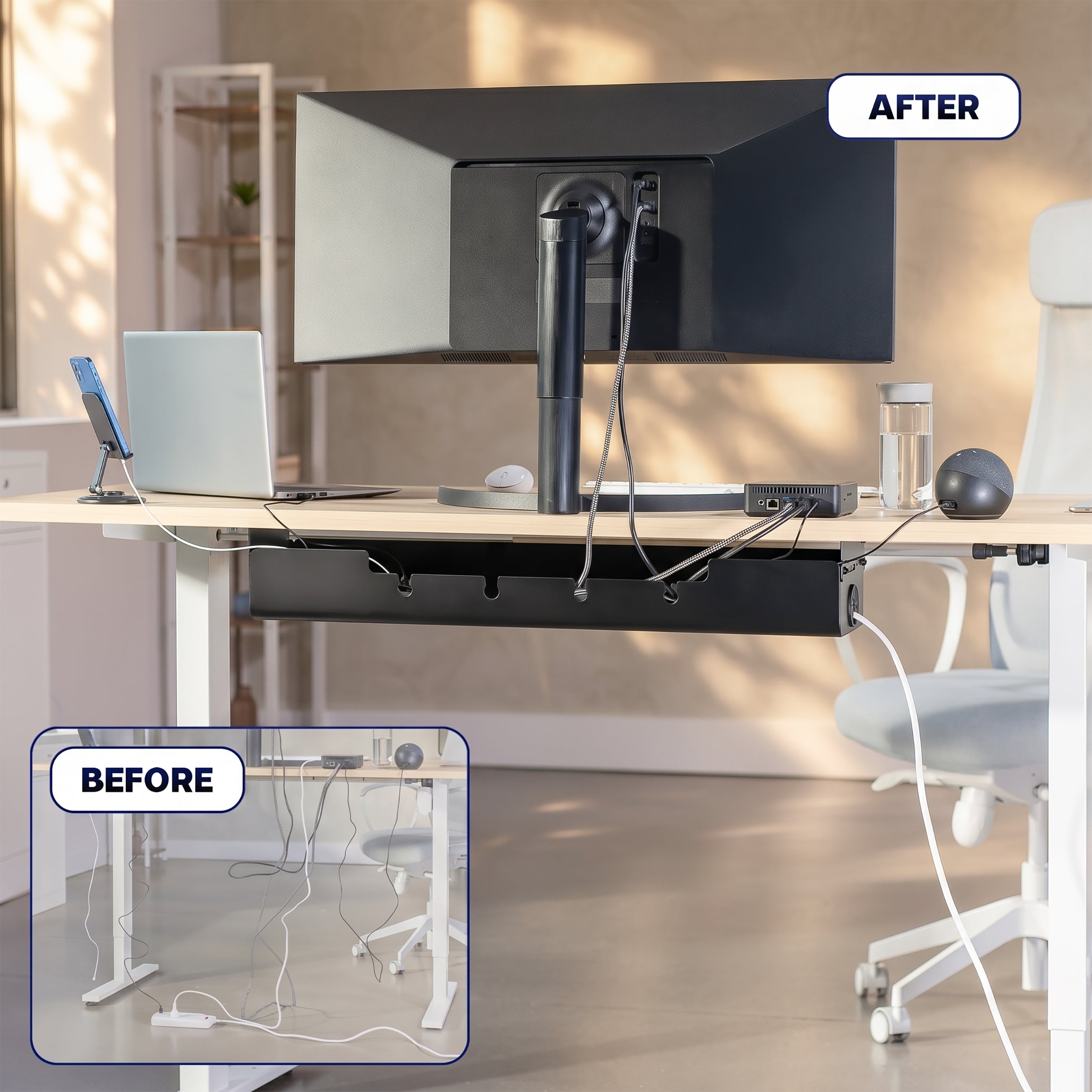 Flip Open Under Desk Cable Management Box
