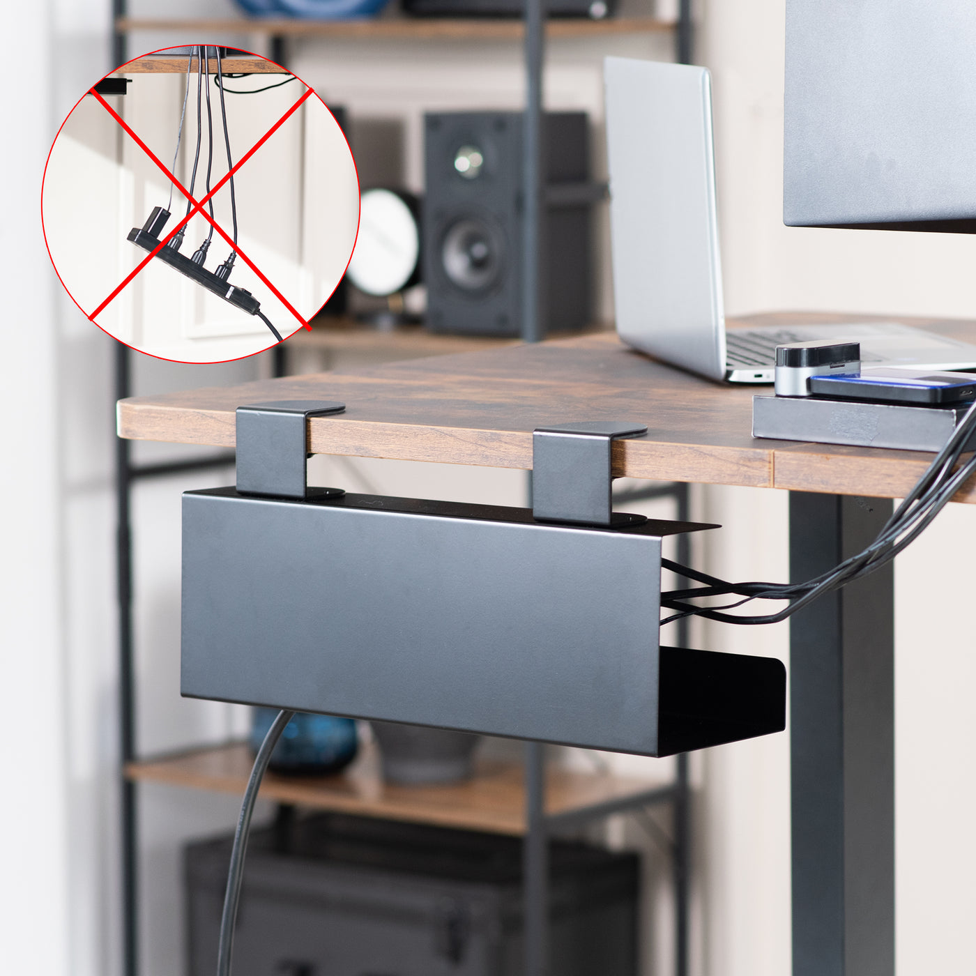 Black Clamp-on Cable Management Tray
