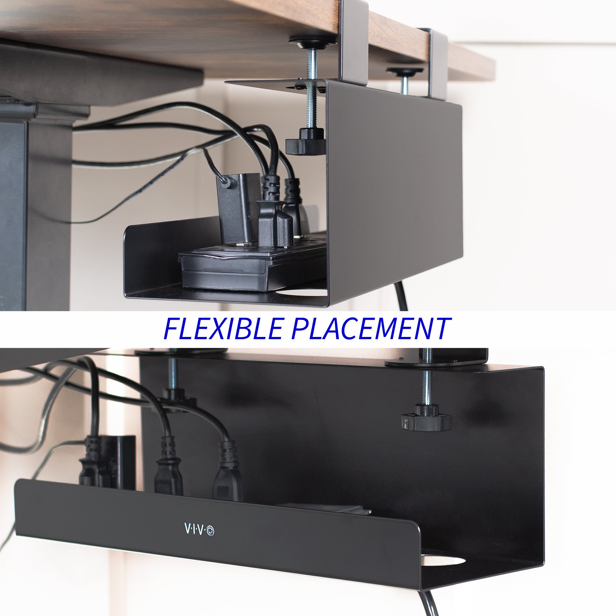 Sturdy under desk cable management tray.