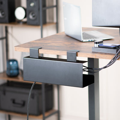 Sturdy under desk cable management tray.