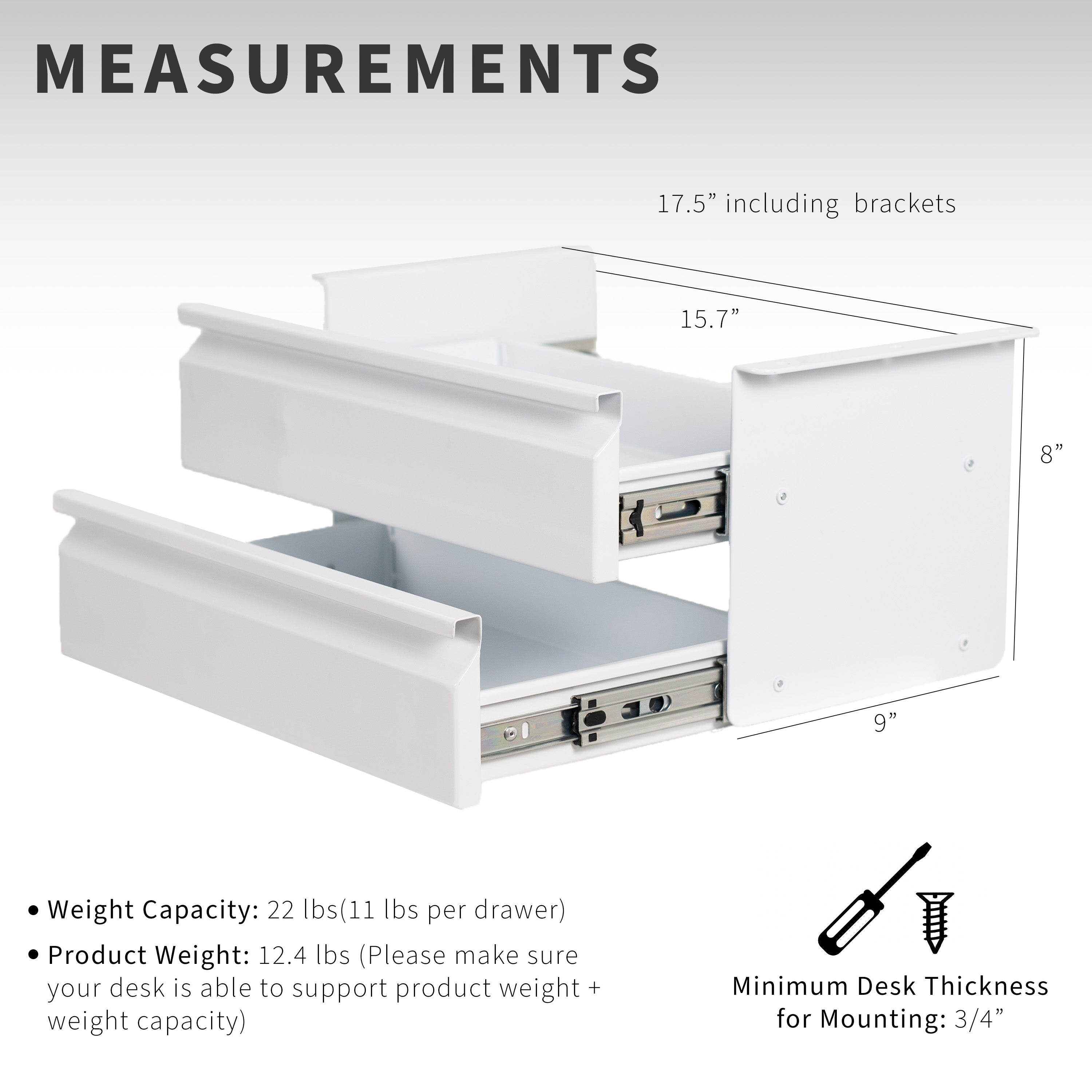 Pull Out Dual Level Under Desk Drawer set creates vertically stacked storage for your workstation.