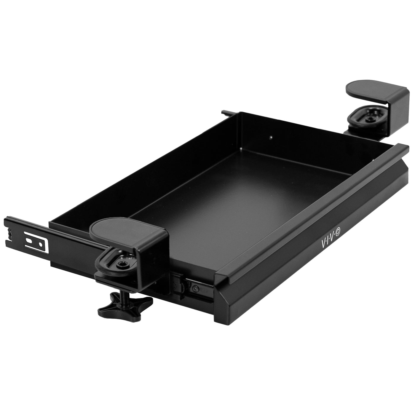 16 inch Clamp-on Sliding Pull-out Under Table Drawer for Office Desk, Shallow Storage Organizer for Sit Stand Workstation