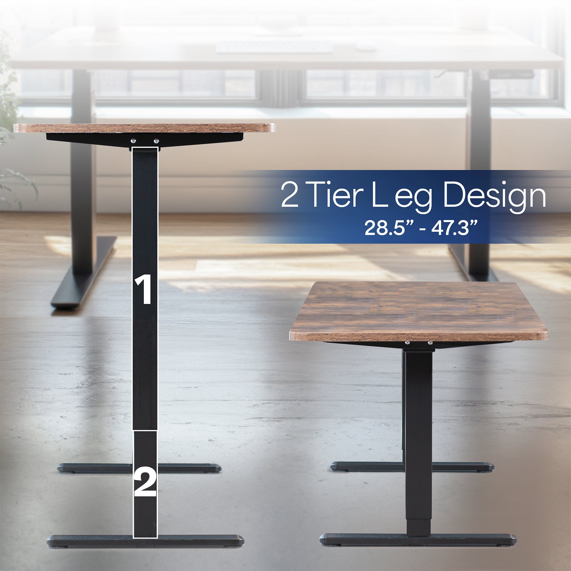 Motorized standing desk frame for raising your table top to a sitting or standing position.