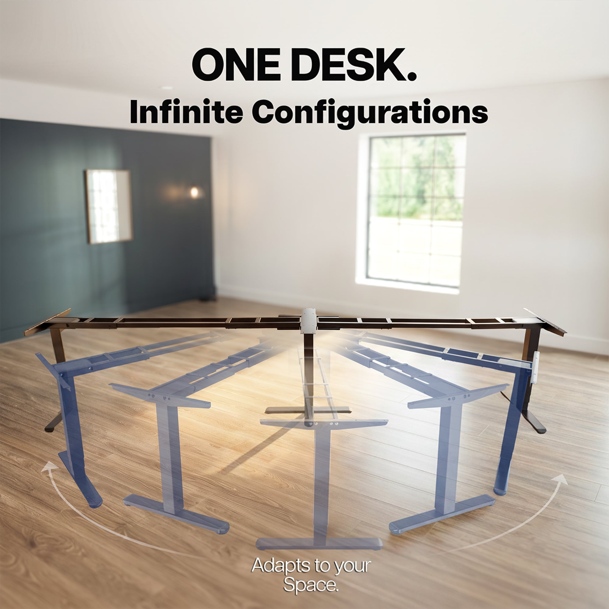 Electric 3-Leg Multi Motor Desk Frame with Memory Controller