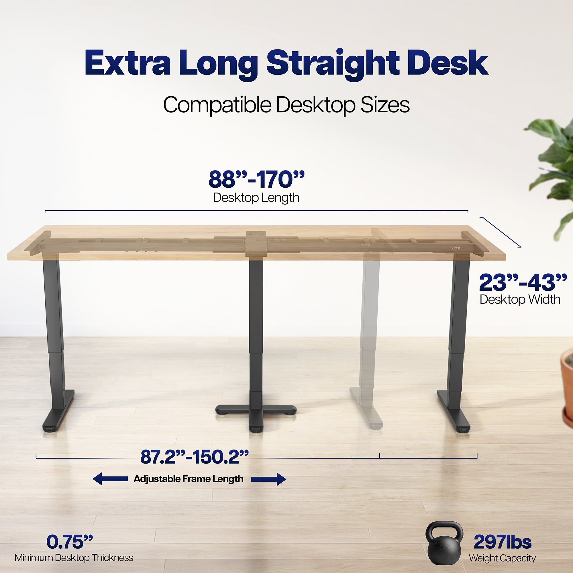 Electric 3-Leg Multi Motor Desk Frame with Memory Controller