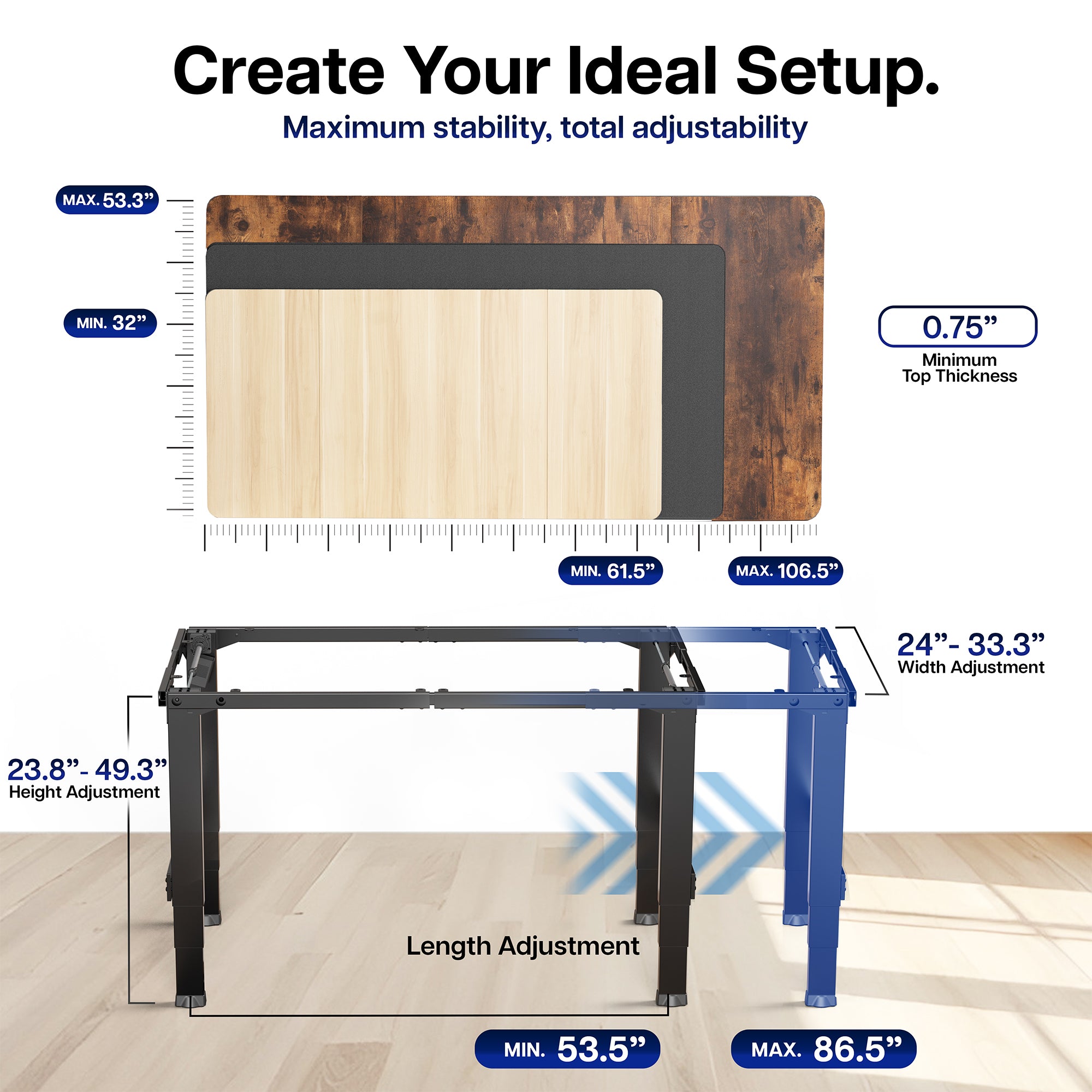 Premium Electric 4-Leg Dual Motor Desk Frame