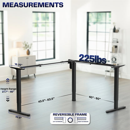 E3 Series - Corner Electric Single Motor Desk Frame