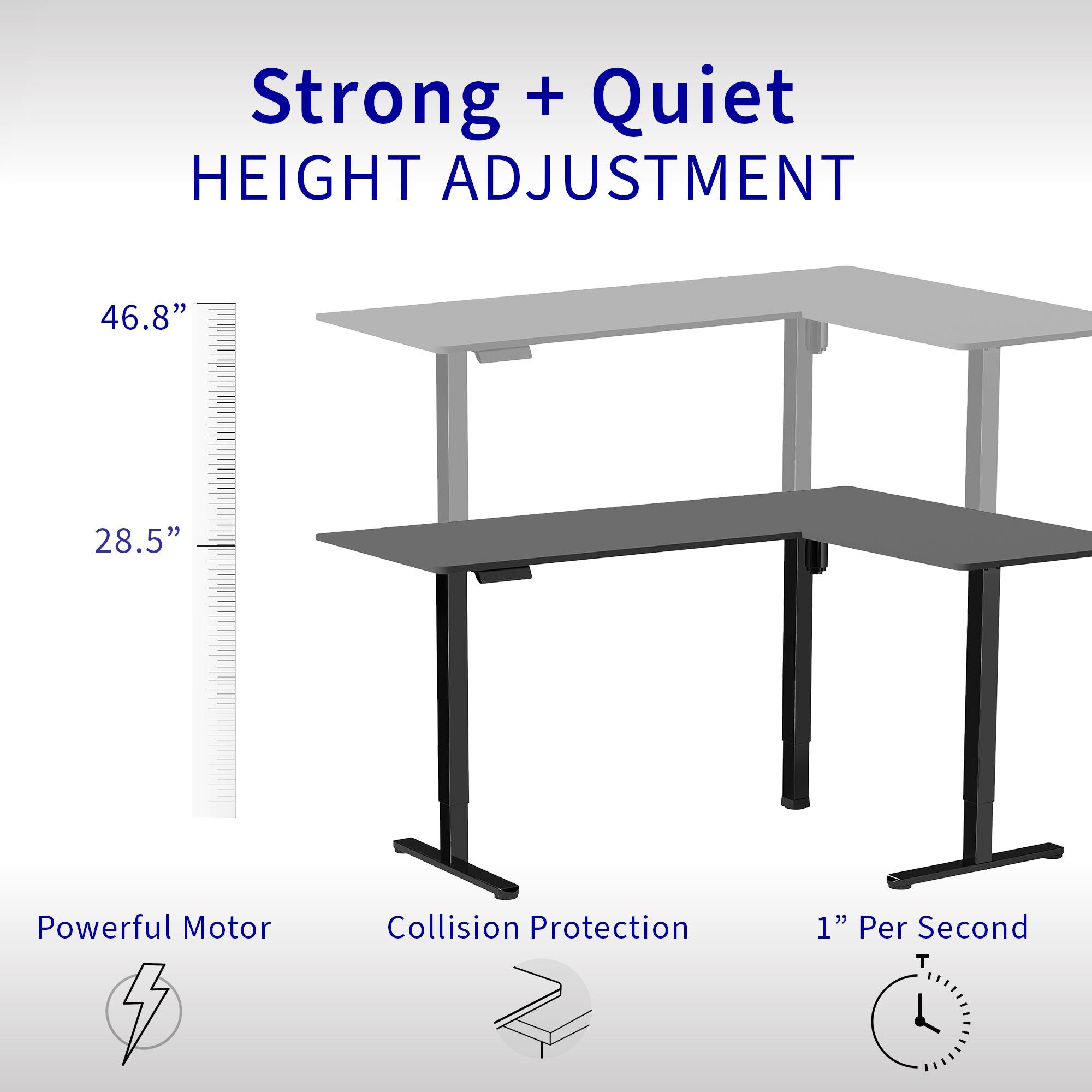 Electric heavy-duty corner desk workstation for modern office workspaces.