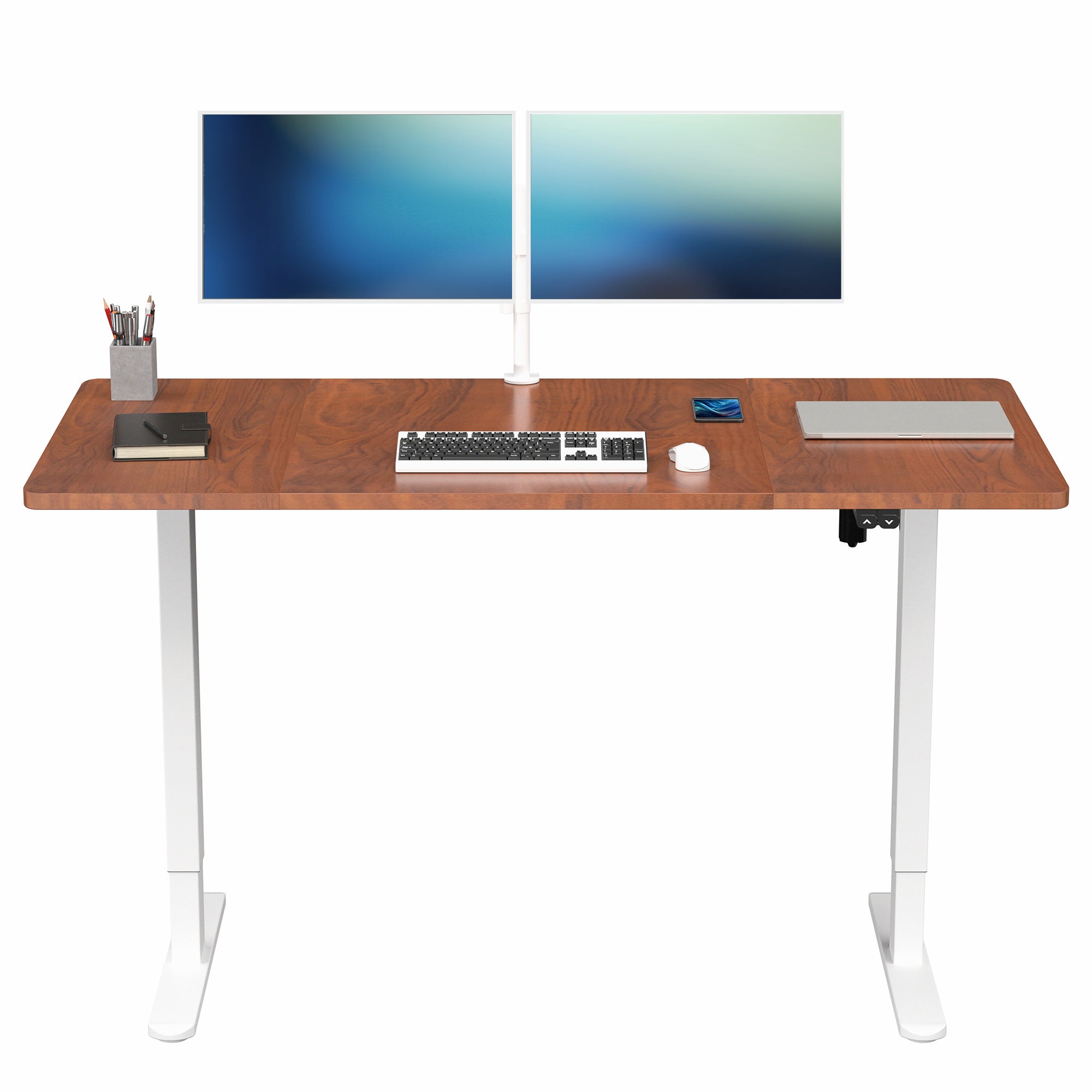 60 x 30 inch electric desk featuring easy height adjustment with the simple 2-button controller