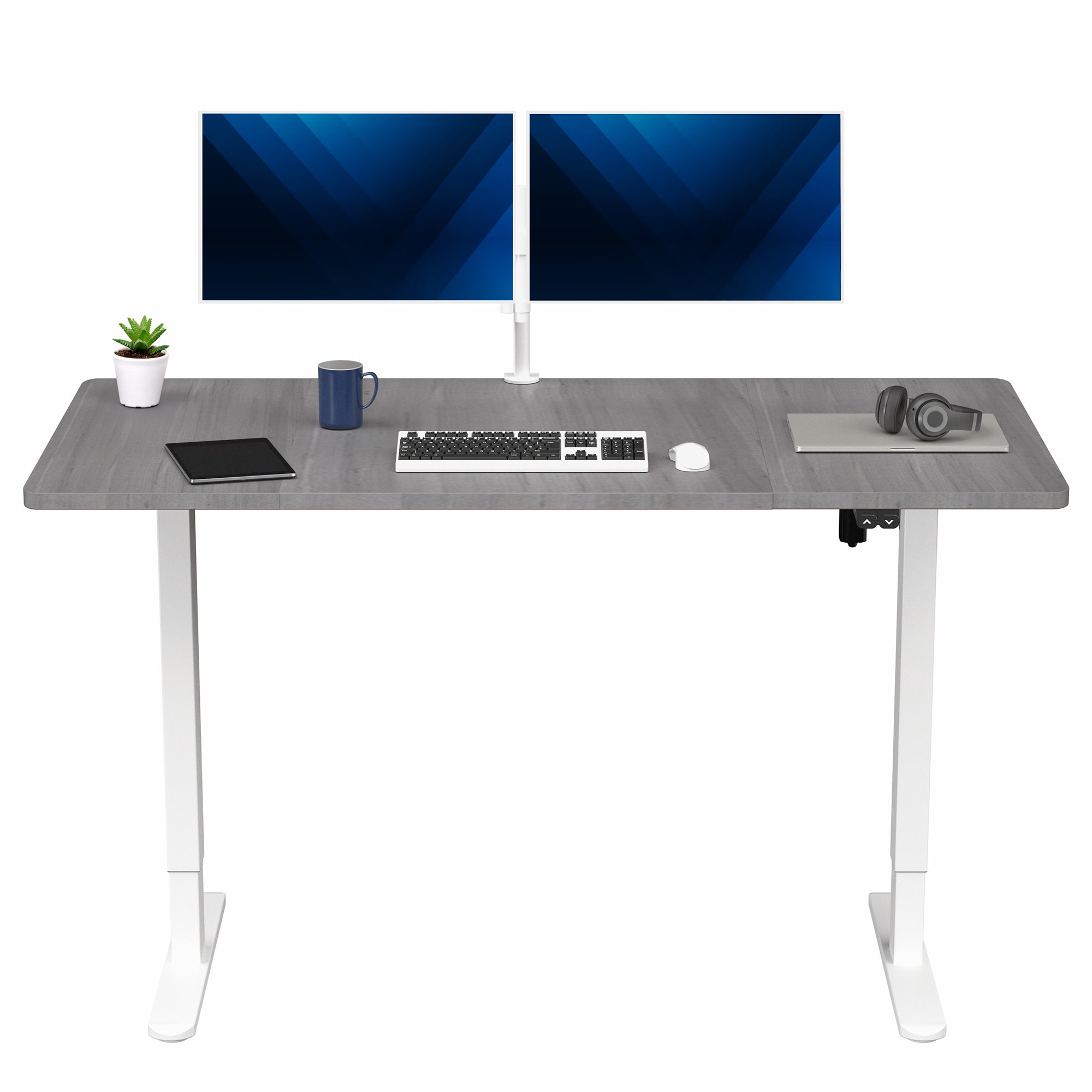 60 x 30 inch electric desk featuring easy height adjustment with the simple 2-button controller