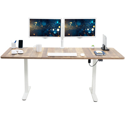 Wide surface sturdy sit or stand active workstation with adjustable height using 2 button control panel.