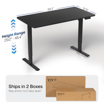 1B Solid Top Series - Single Motor Electric Desk with Push Button Memory Controller