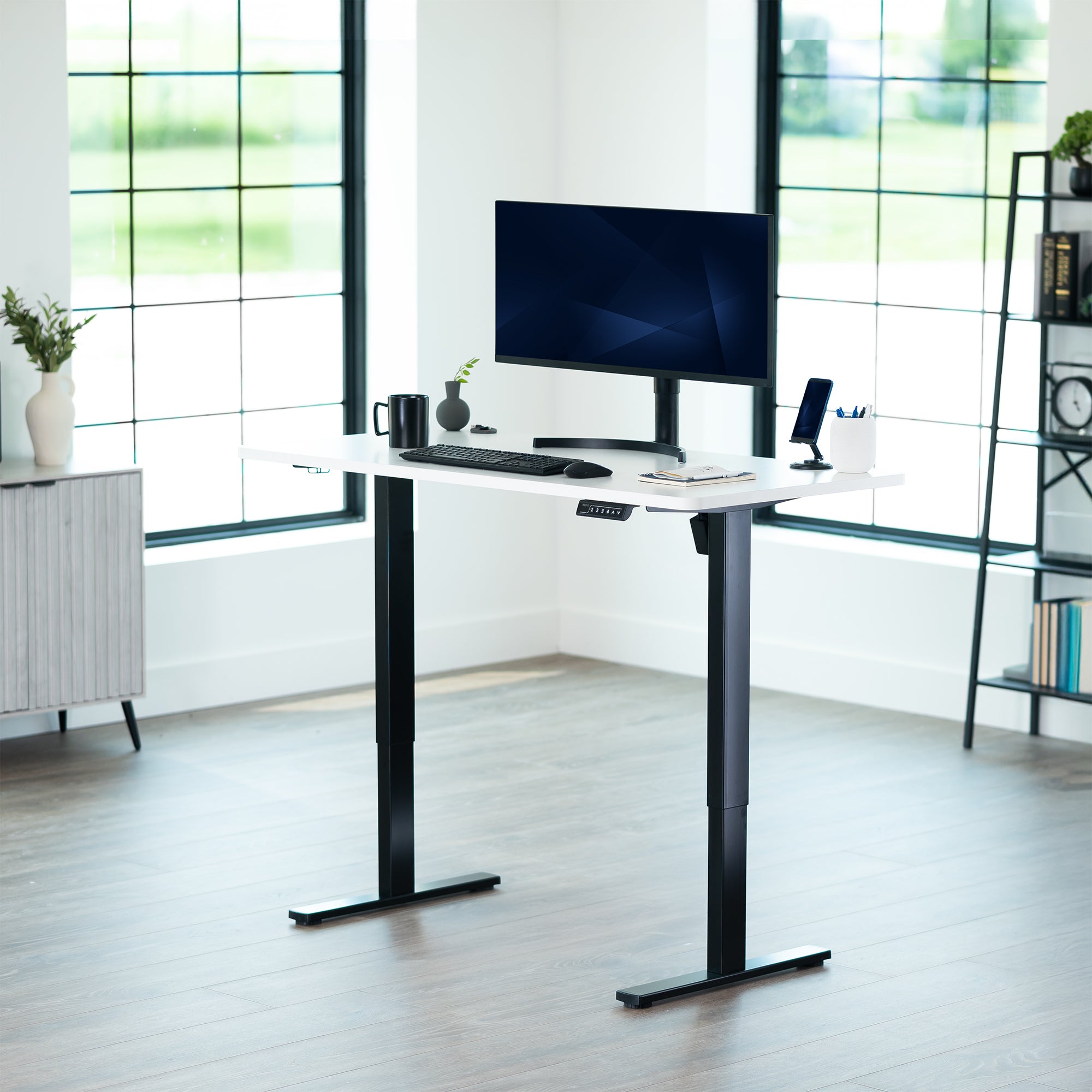 1B Solid Top Series - Single Motor Electric Desk with Push Button Memory Controller