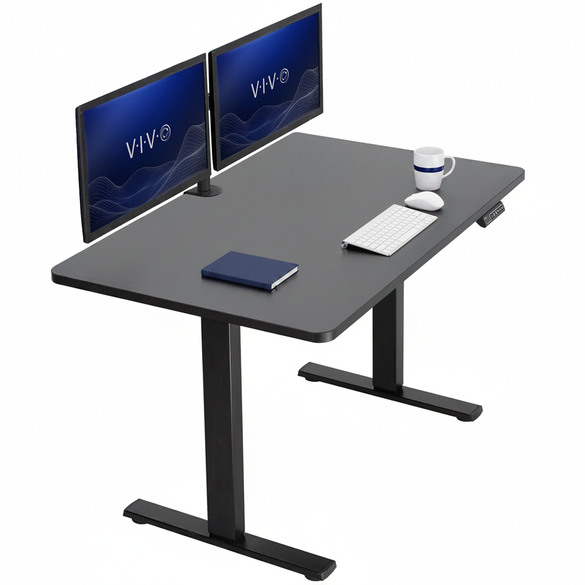 Sturdy ergonomic sit or stand active desk workstation with adjustable height using smart control panel.