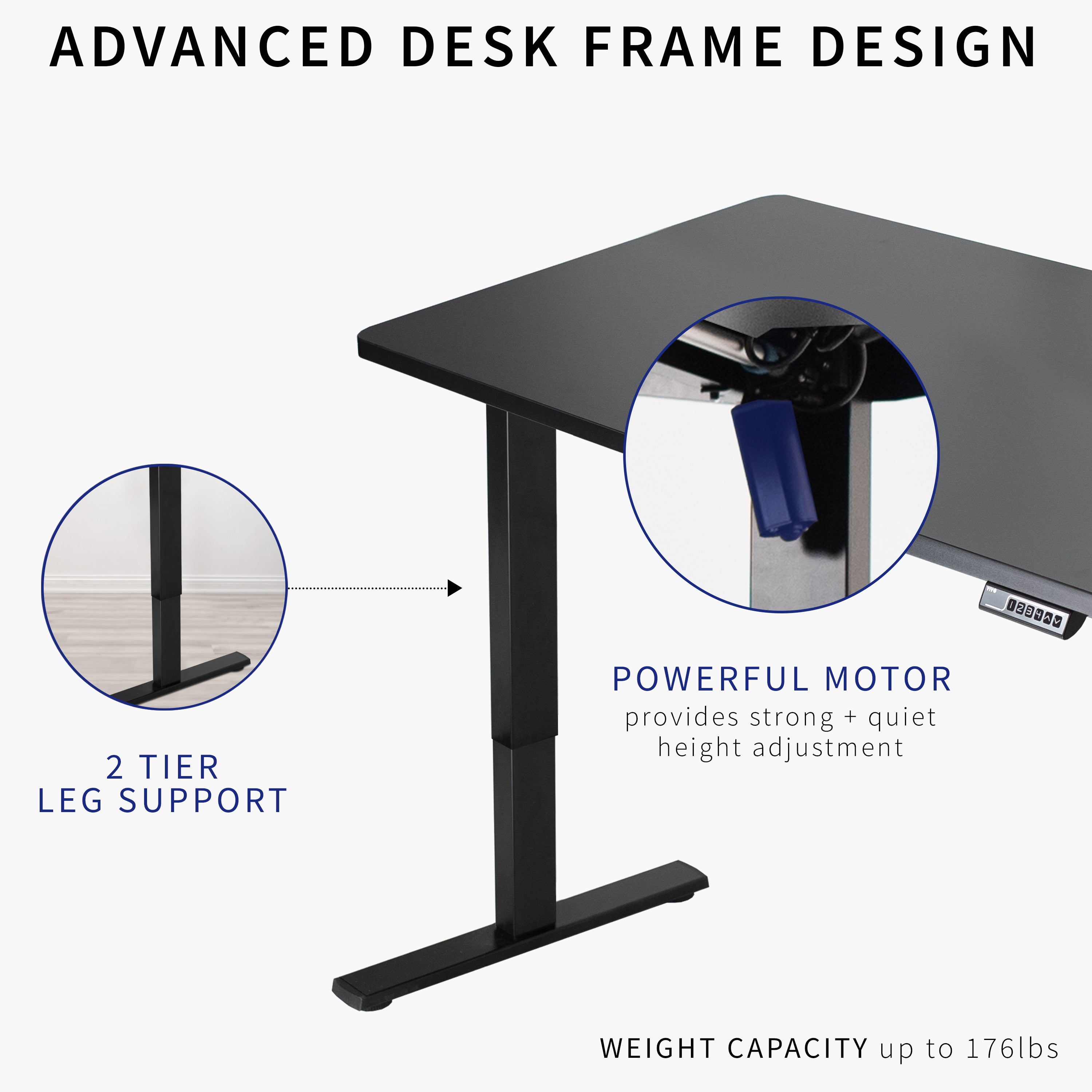 Sturdy ergonomic sit or stand active desk workstation with adjustable height using smart control panel.