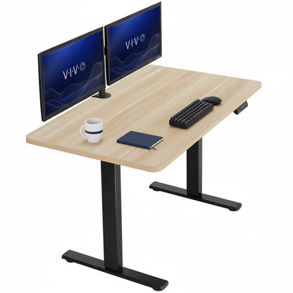 Sturdy ergonomic sit or stand active desk workstation with adjustable height using smart control panel.