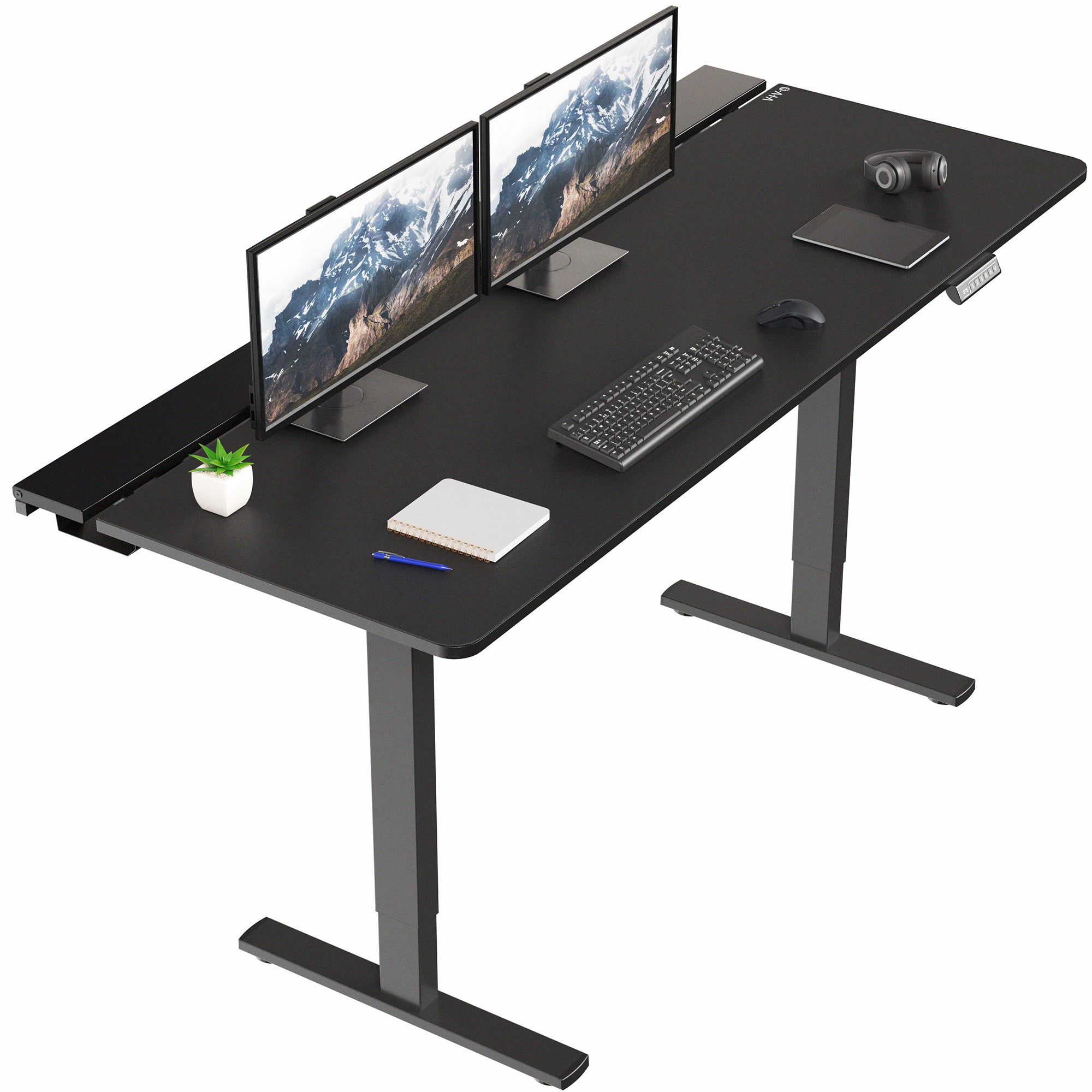 Height Adjustable Desk with Built-In Concealed Cable Trays, Complete Active Standing Workstation