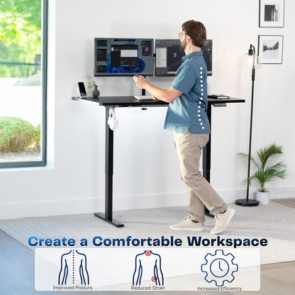 Single Motor Electric Desk with Push Button Memory Controller