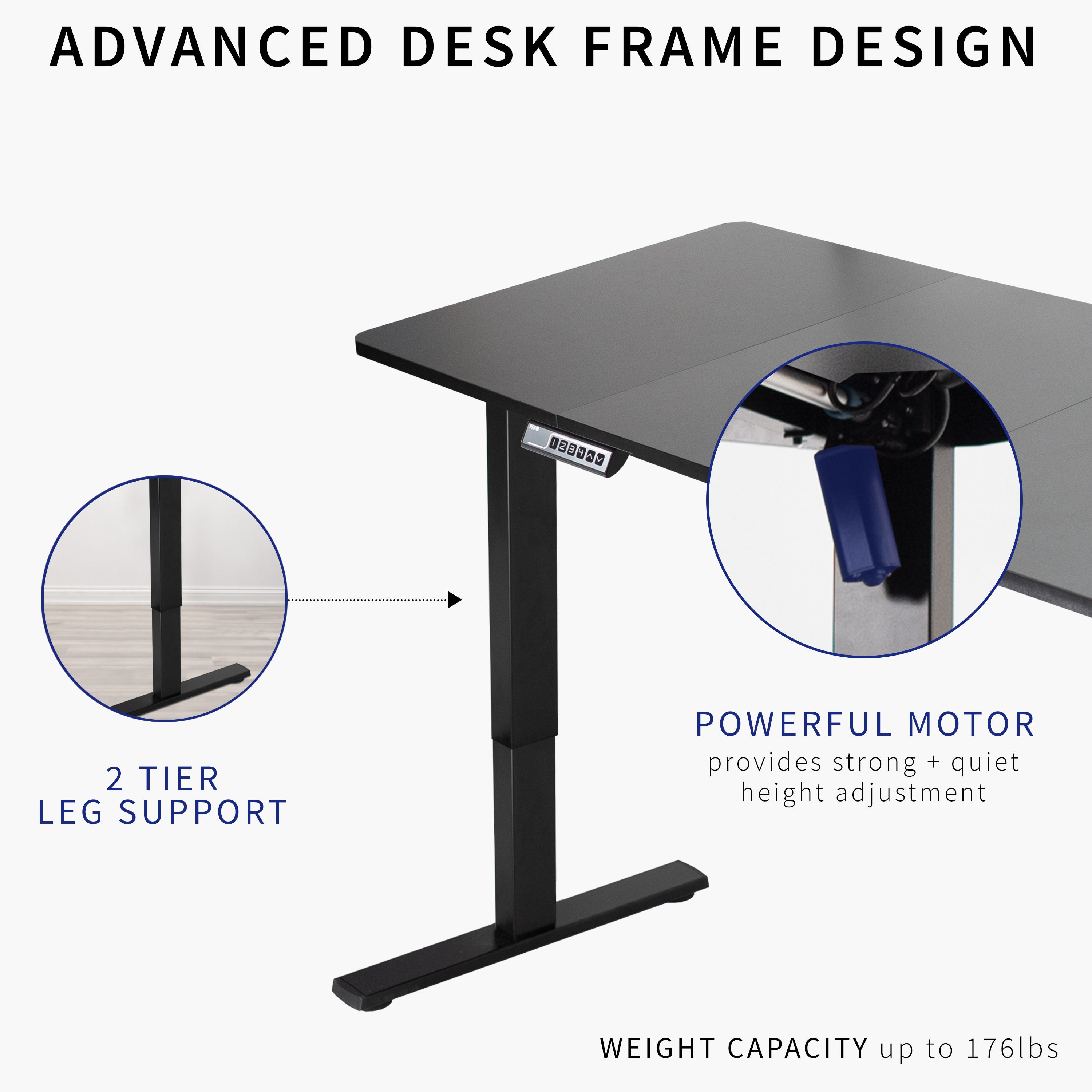 Sturdy ergonomic sit or stand active desk workstation with adjustable height using smart control panel.