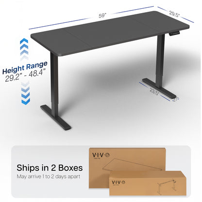 Single Motor Electric Desk with Push Button Memory Controller