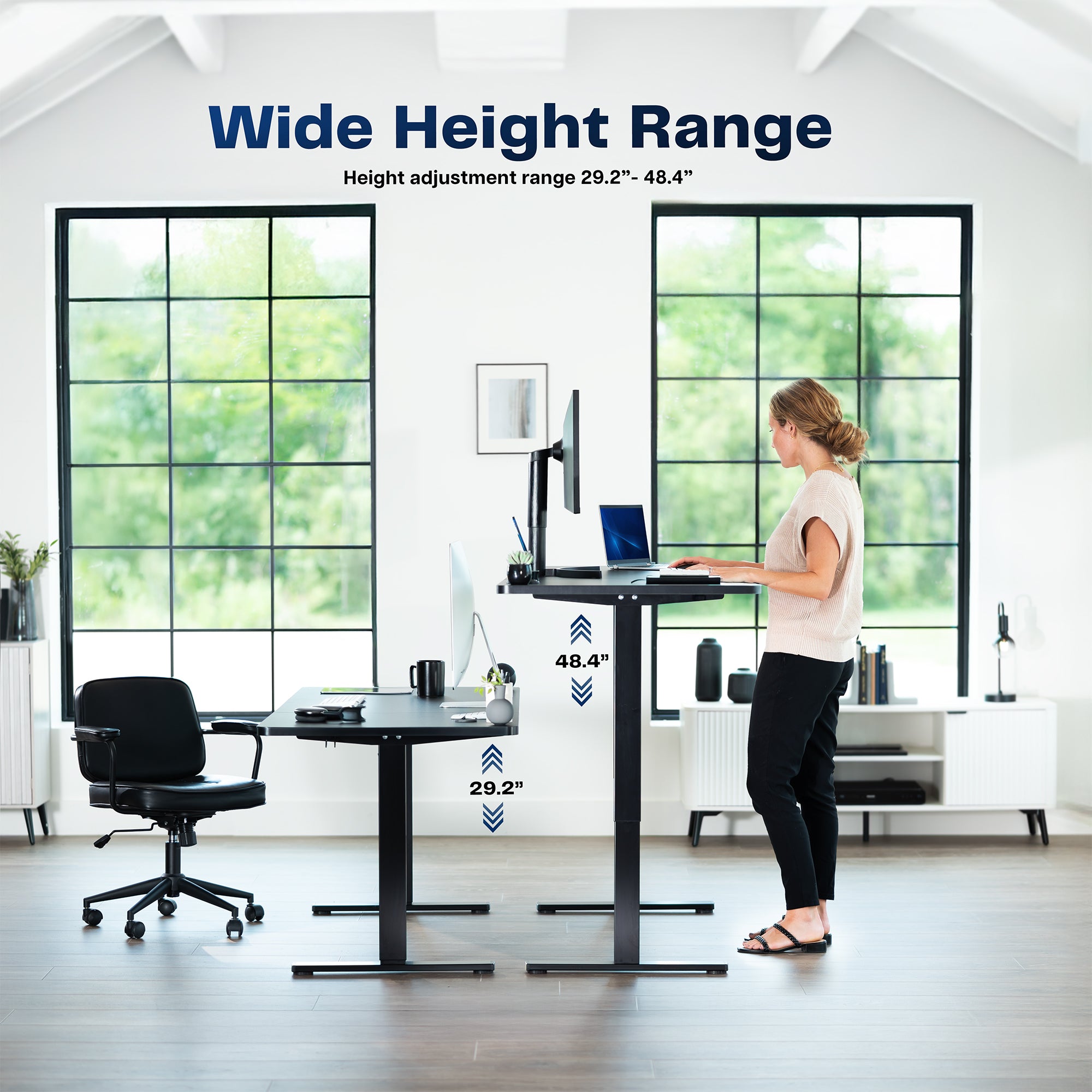 Single Motor Electric Desk with Push Button Memory Controller