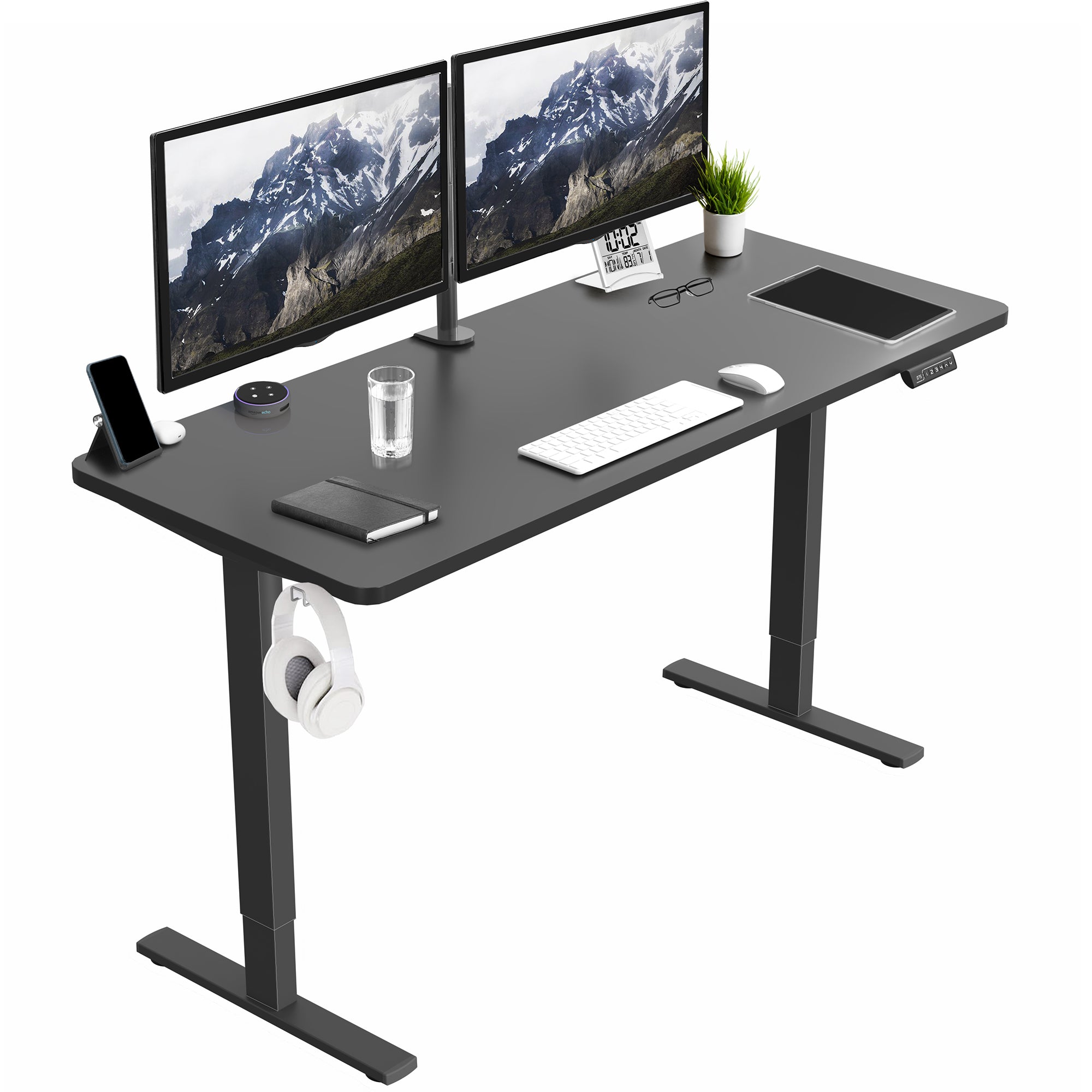 Active workstation desk with height adjustment options.