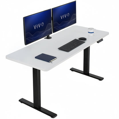 Sturdy ergonomic sit or stand active desk workstation with adjustable height using smart control panel.