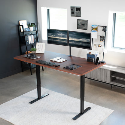 Large sturdy sit or stand active workstation with adjustable height using smart control panel.