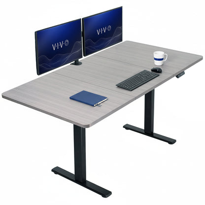 Large sturdy sit or stand modern desk with electric height adjustment options.