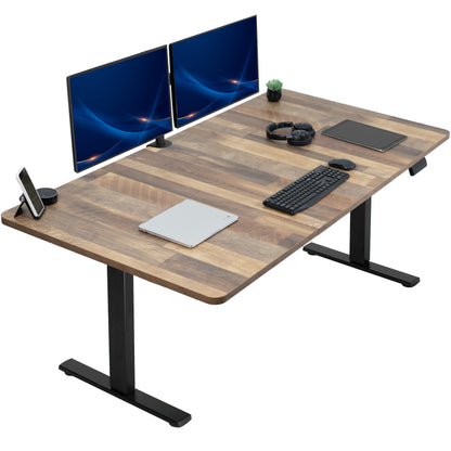 Large sturdy sit or stand modern desk with electric height adjustment options.