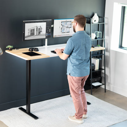 Large sturdy sit or stand active workstation with adjustable height using smart control panel.