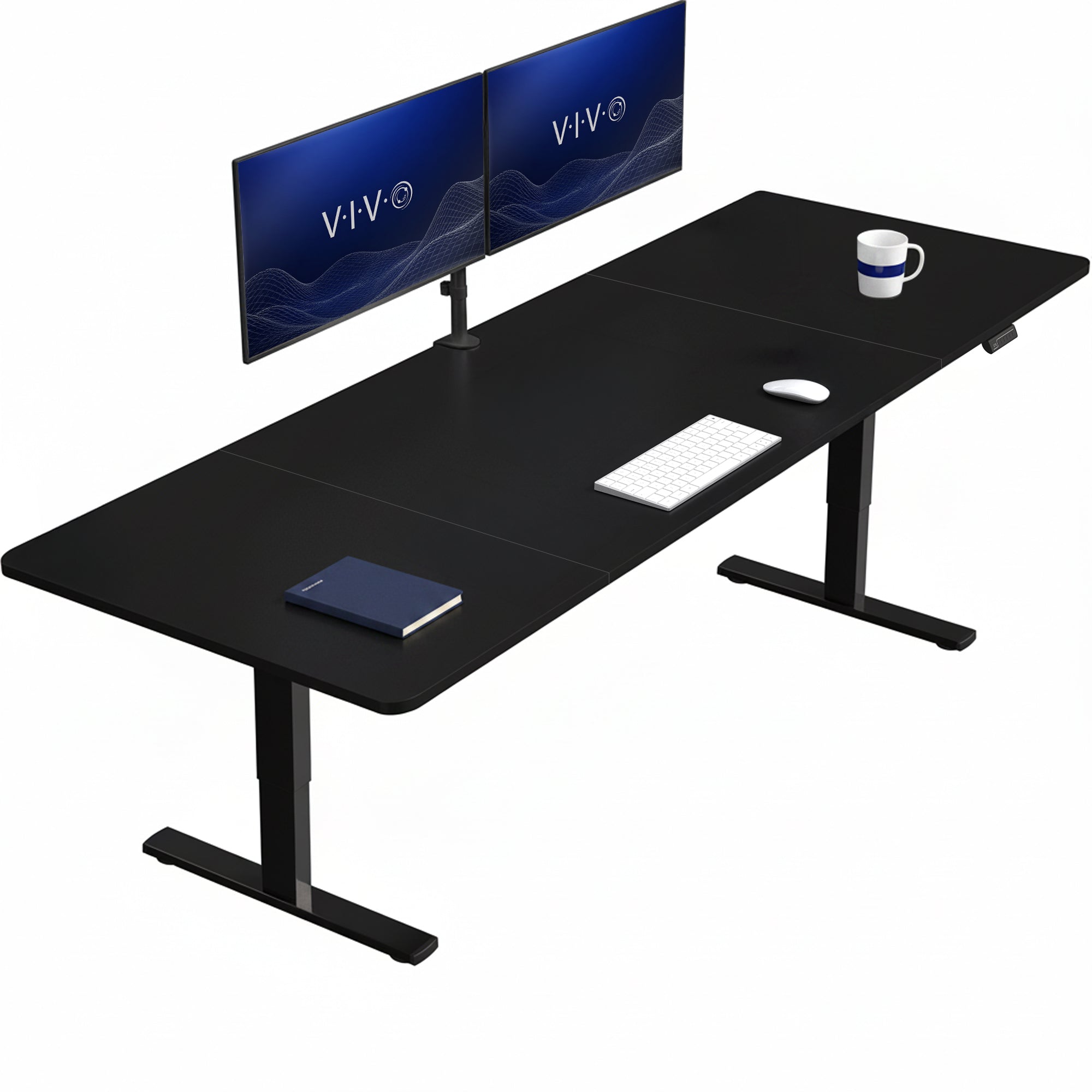 Extra large sturdy sit or stand active workstation with adjustable height using smart control panel.
