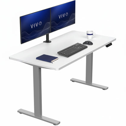 Sturdy ergonomic sit or stand active desk workstation with adjustable height using smart control panel.