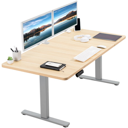 Sturdy ergonomic sit or stand active desk workstation with adjustable height using smart control panel.