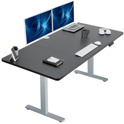 Large sturdy sit or stand modern desk with electric height adjustment options.