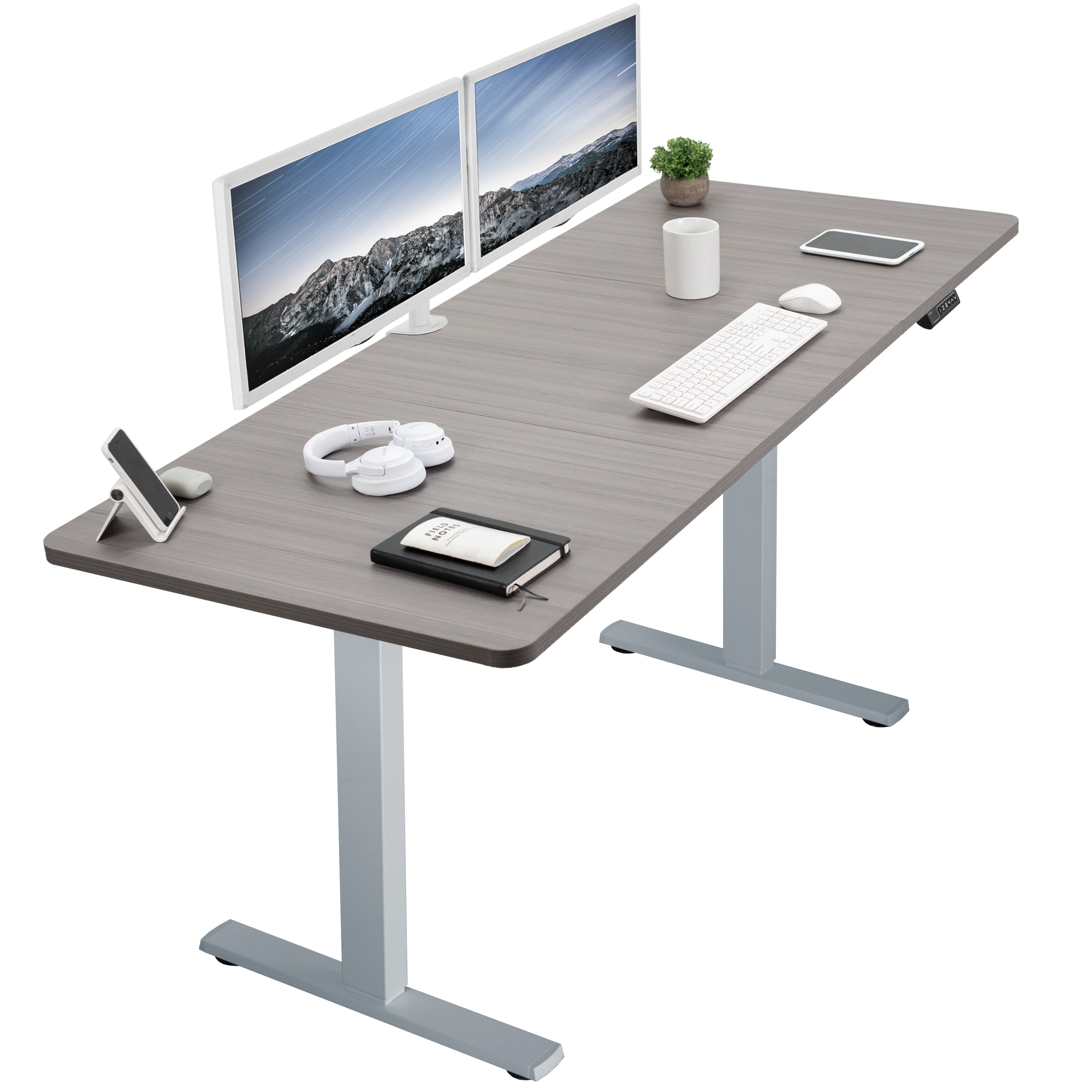 Large sturdy sit or stand active workstation with adjustable height using smart control panel.