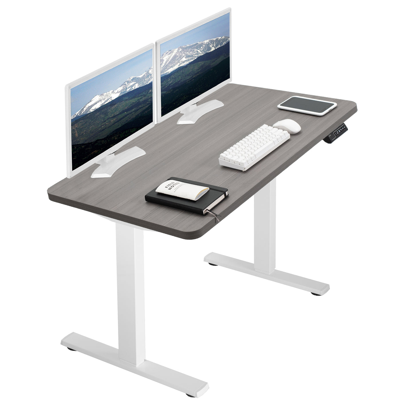 Sturdy ergonomic sit or stand active desk workstation with adjustable height using smart control panel.