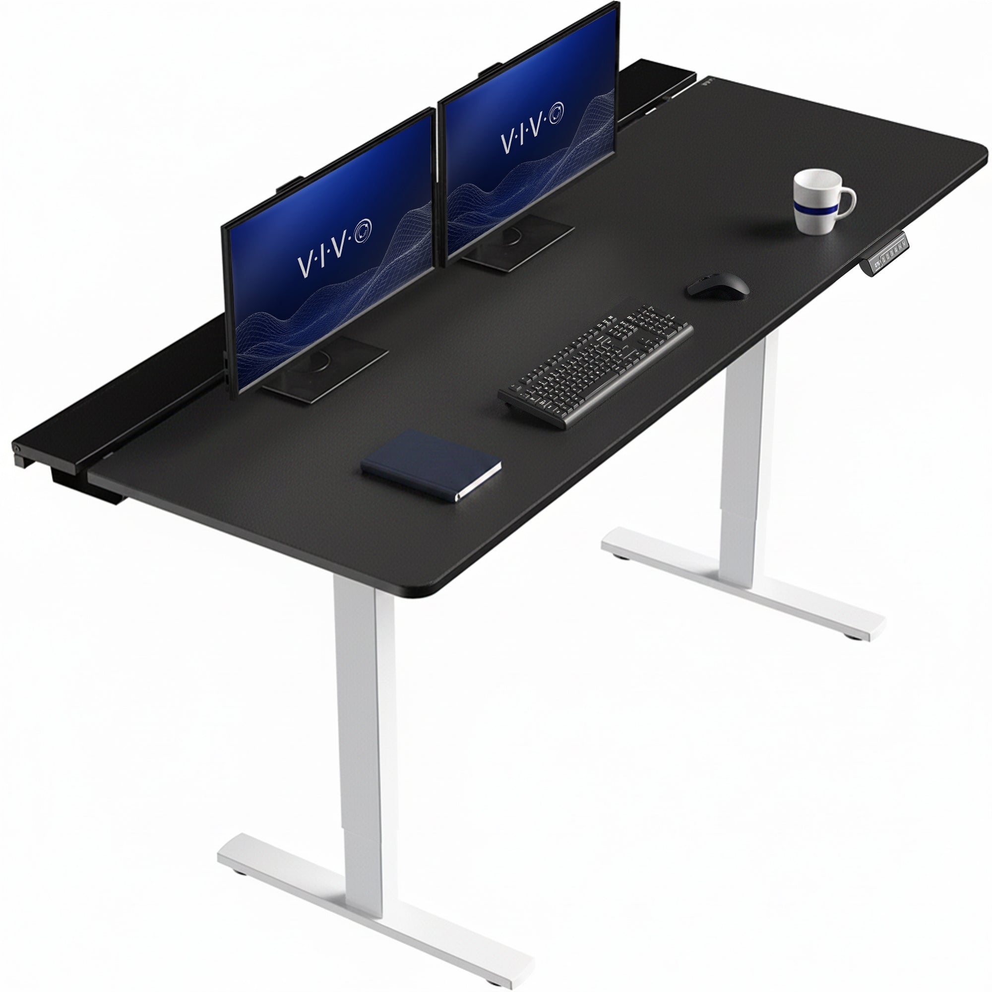 Height Adjustable Desk with Built-In Concealed Cable Trays, Complete Active Standing Workstation