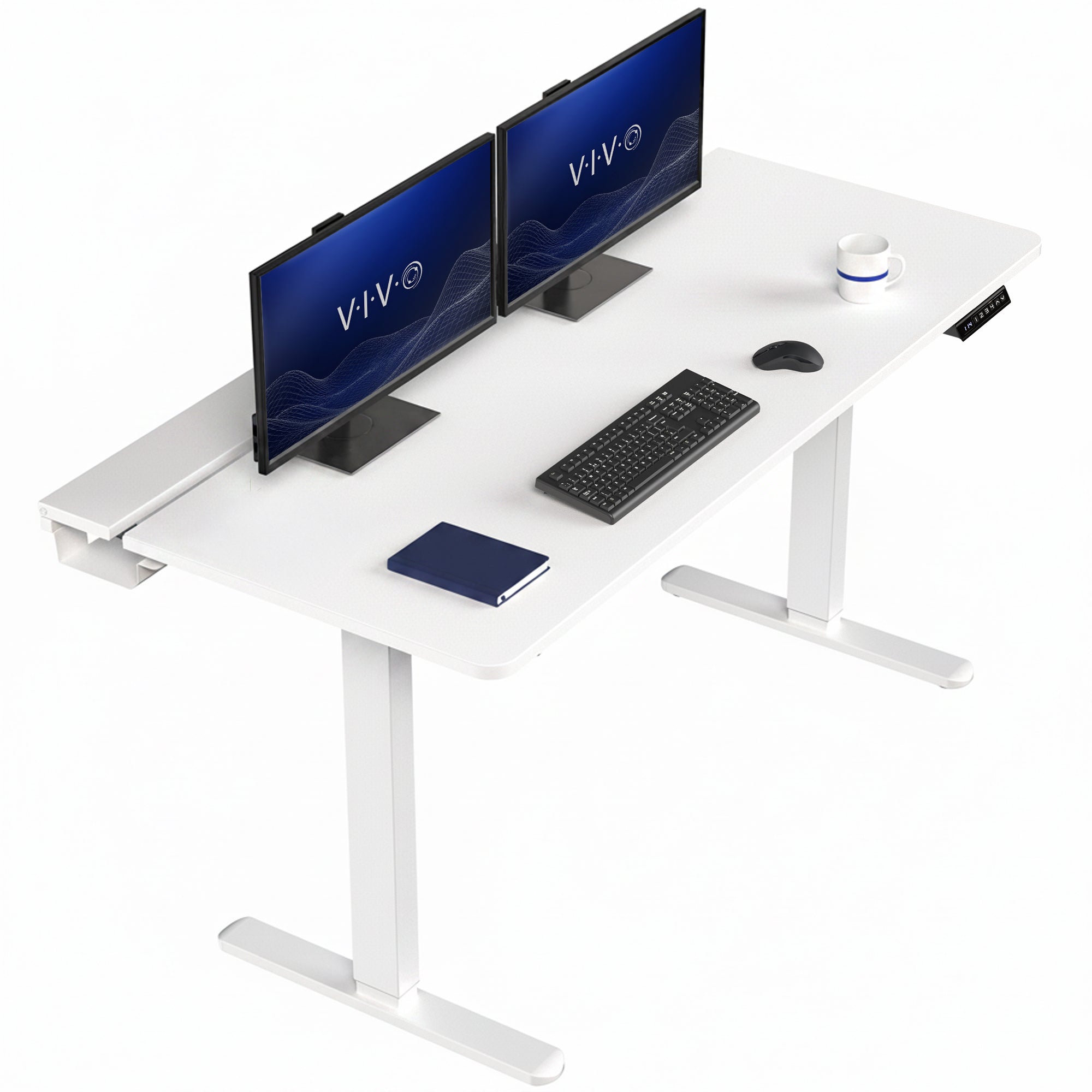 Height Adjustable Desk with Built-In Concealed Cable Trays, Complete Active Standing Workstation