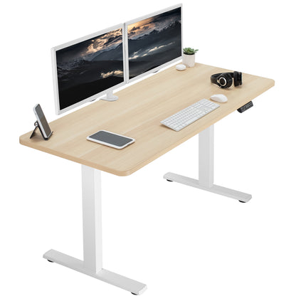 Sturdy ergonomic sit or stand active desk workstation with adjustable height using smart control panel.