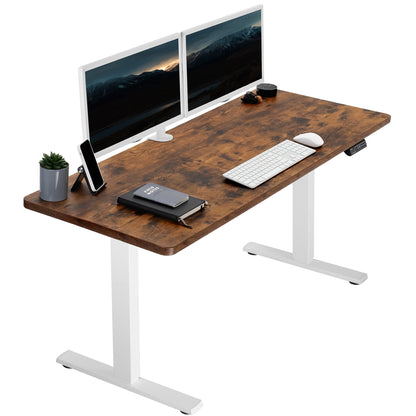 Rustic, sturdy ergonomic sit or stand active desk workstation with adjustable height using smart control panel.