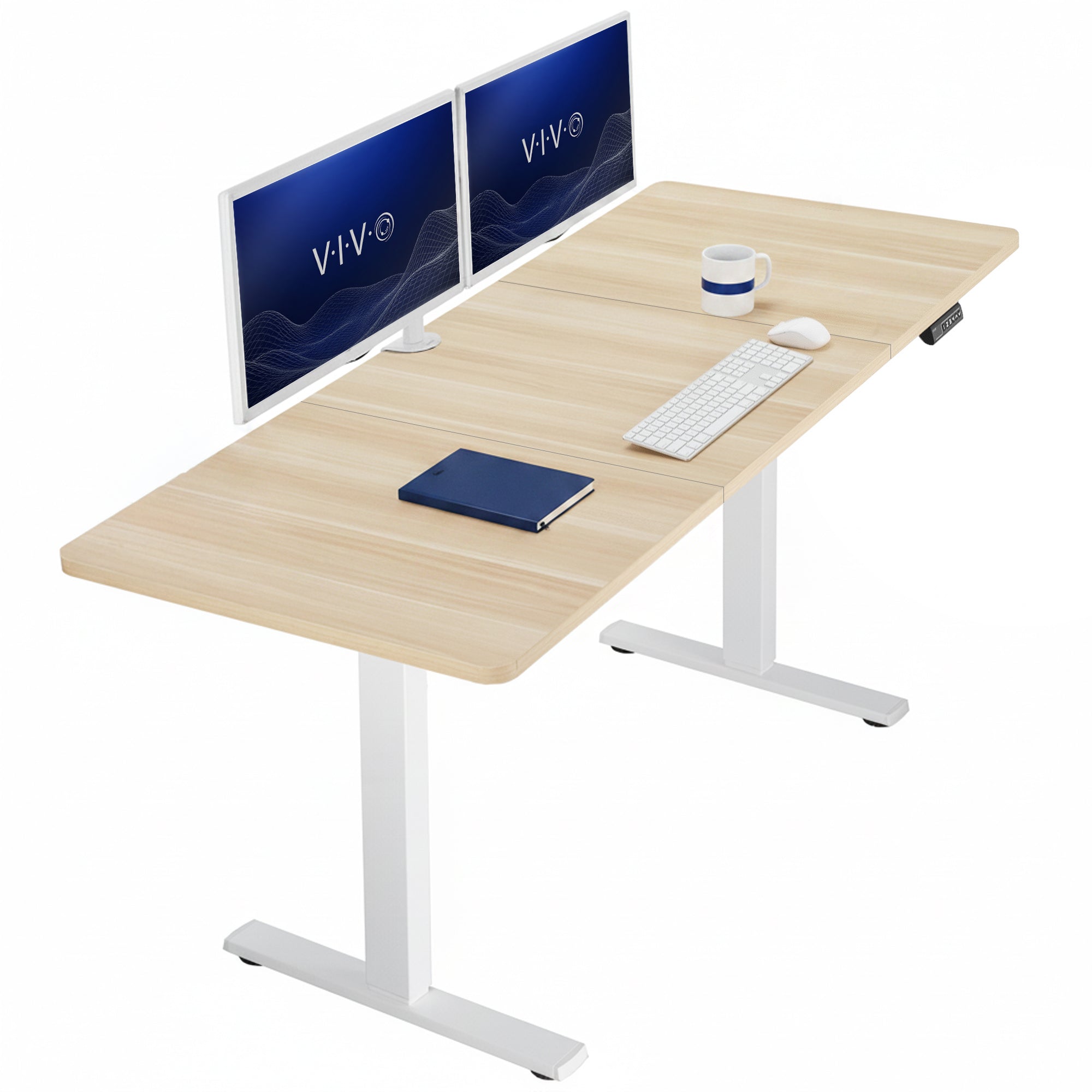 Large sturdy sit or stand modern desk with electric height adjustment options.