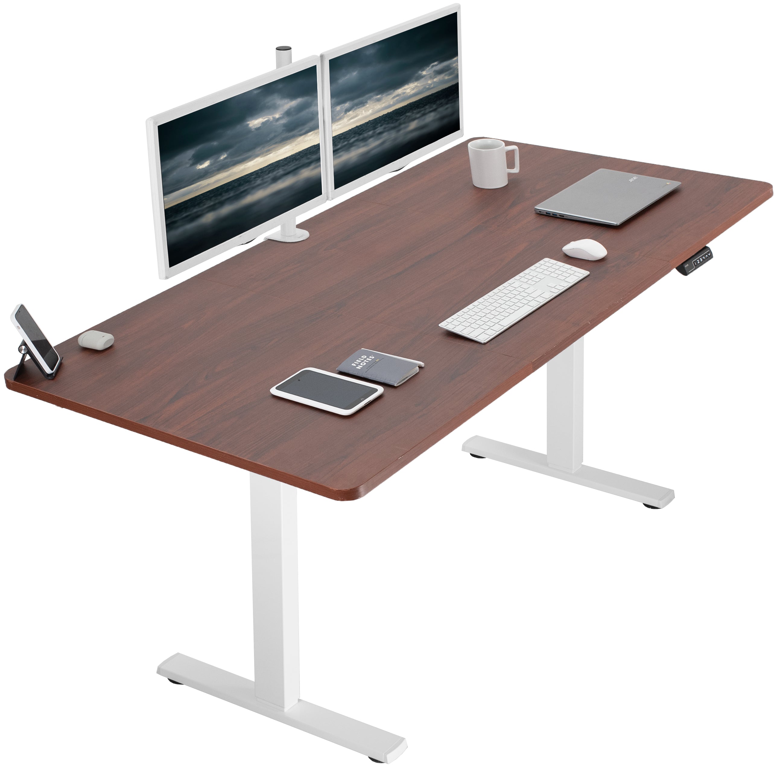 Large sturdy sit or stand active workstation with adjustable height using smart control panel.