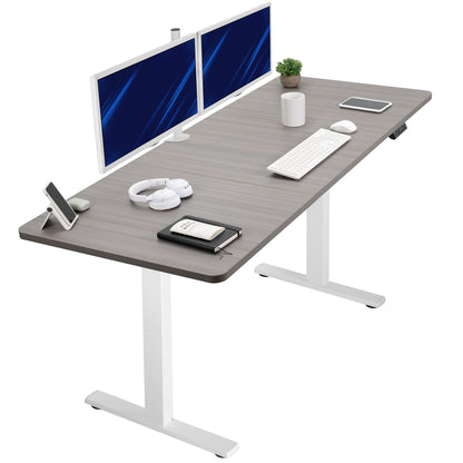 Large sturdy sit or stand modern desk with electric height adjustment options.
