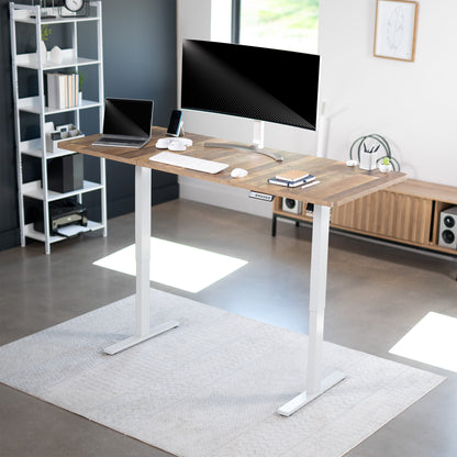 Large sturdy sit or stand dry erase desktop workstation with adjustable height using smart control panel.