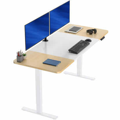 Large sturdy sit or stand modern desk with electric height adjustment options.