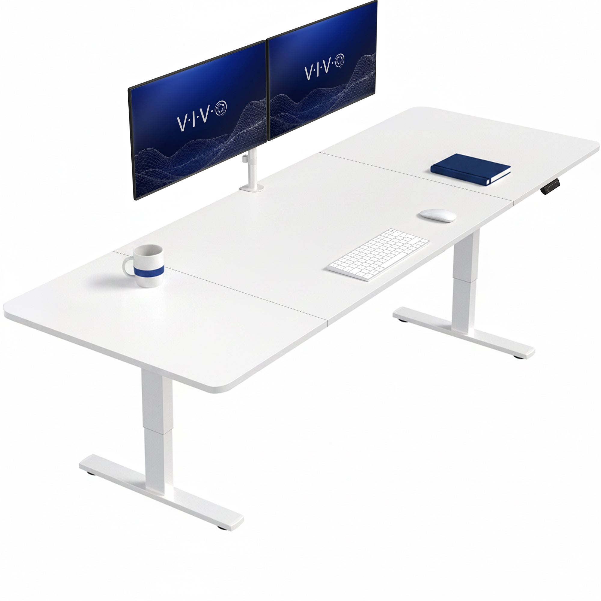 Extra large sturdy sit or stand active workstation with adjustable height using smart control panel.